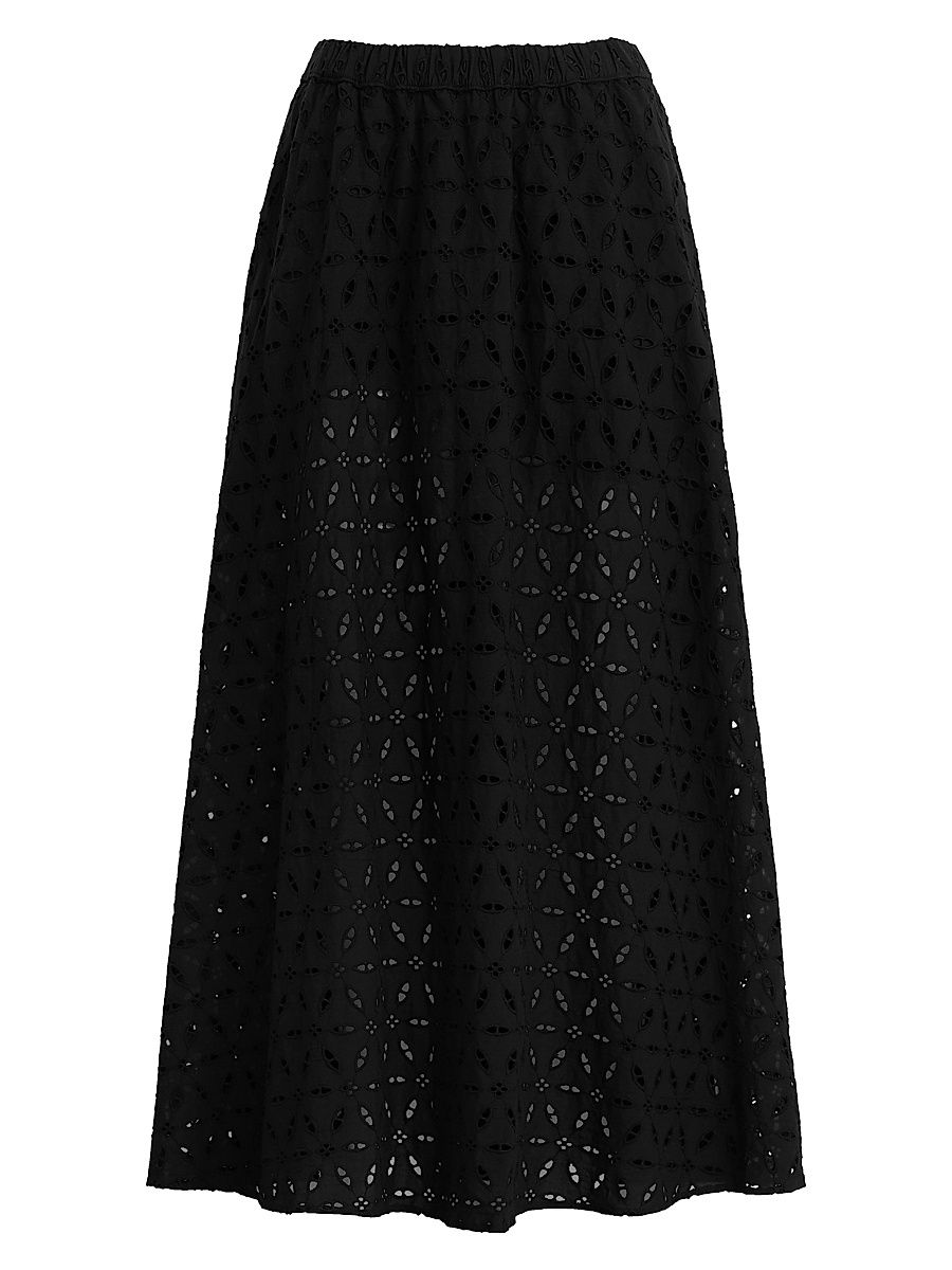 Women's The Pretty Please Eyelet Maxi Skirt - Black - Size XL