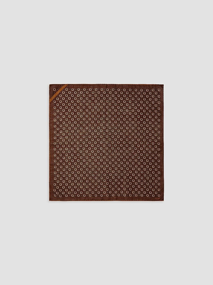 ZEGNA Men's Wool Foulard - Dark Brown