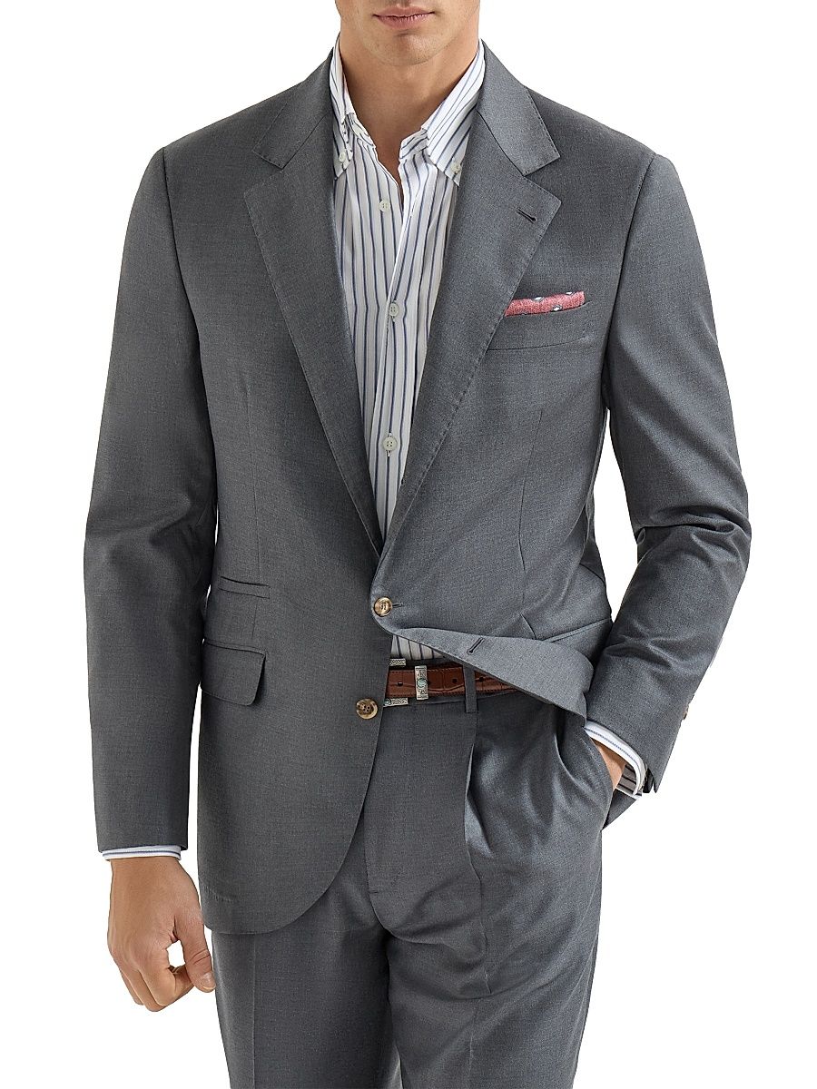 Men's Super 150s Virgin Wool Four Season Batavia Twill Blazer - Medium Grey - Size 32