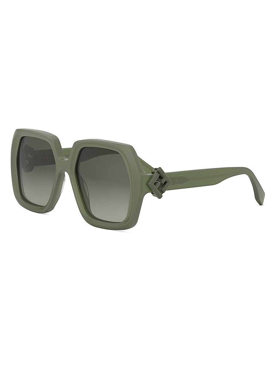 Women's Diamond 53MM Geometric Sunglasses - Olive Green Gradient
