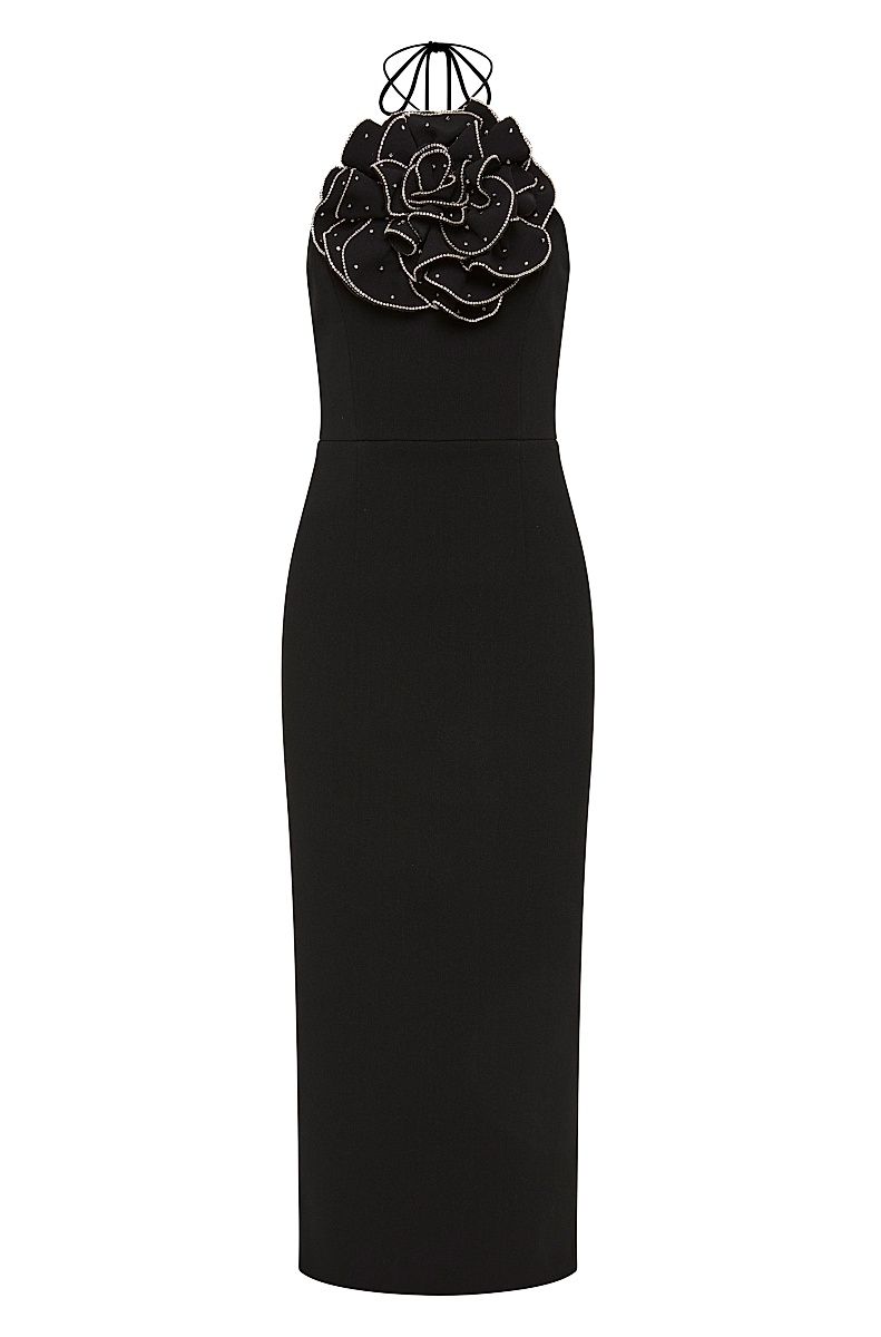 Women's Eliana Floral Halterneck Midi-Dress - Black - Size 2