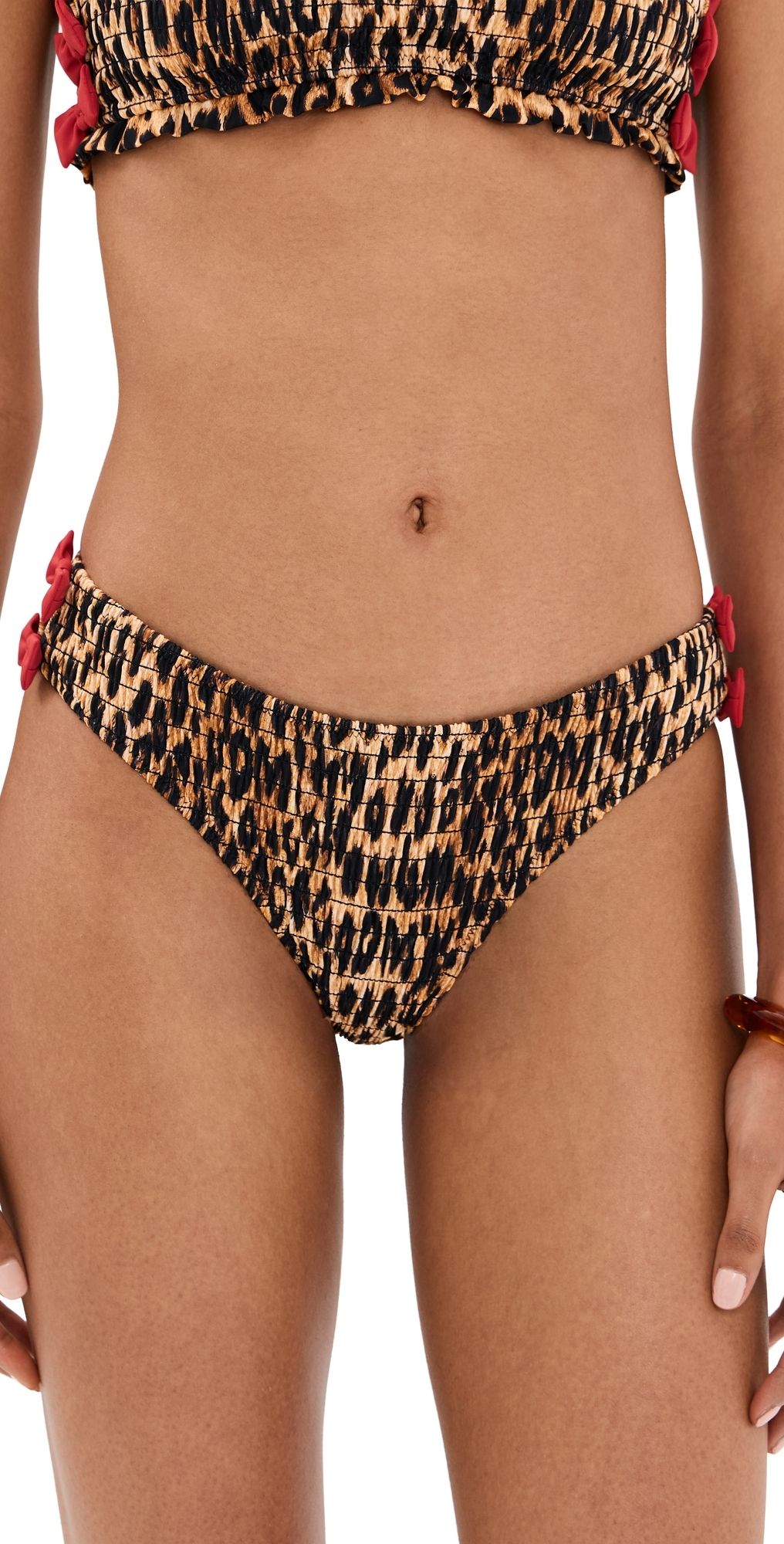 Damson Madder Shirred Bow Bikini Bottoms Brown 8