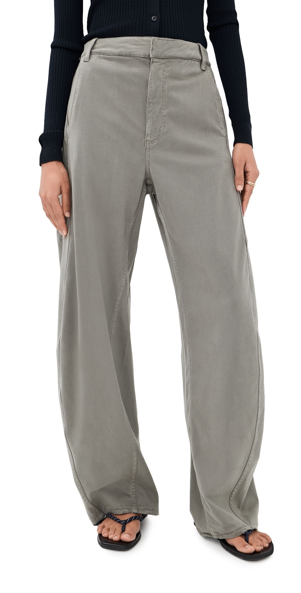 Tibi Dyed Stretch Twill Sid Pants Pewter 28