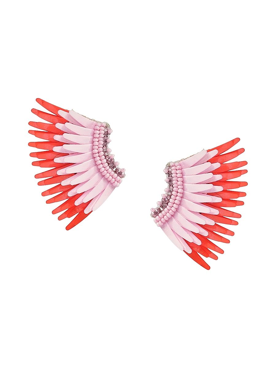 Women's Madeline 14K-Gold-Plated & Mixed-Media Mini Wing Earrings - Pink Red