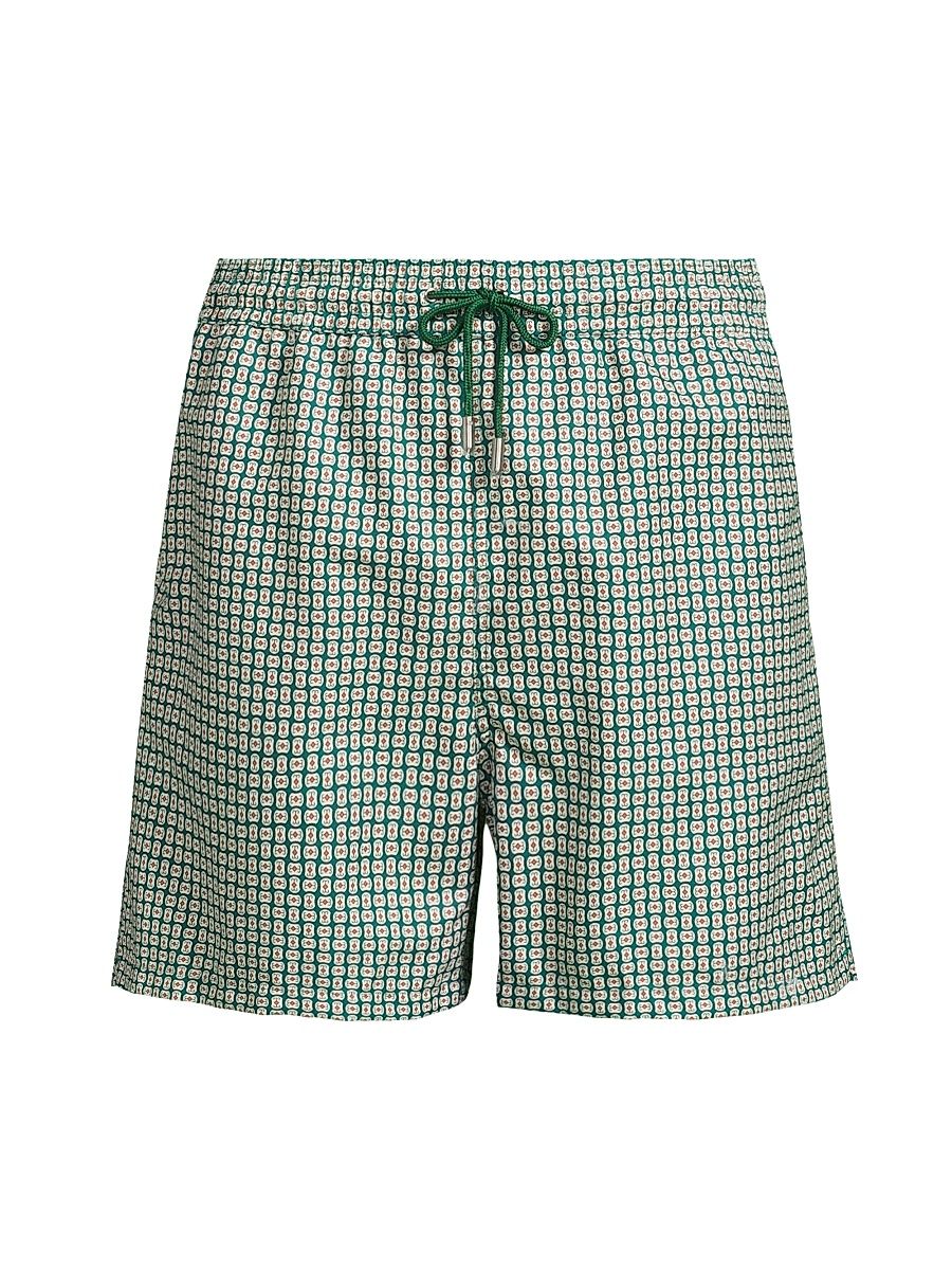 Men's Lowell Swim Shorts - Kelly Green Foulard Print - Size Medium