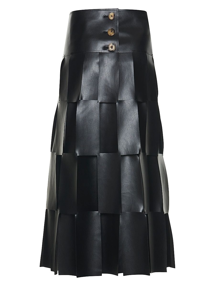 Women's Multi Rectangle Double-Layered Midi-Skirt - Black - Size 12