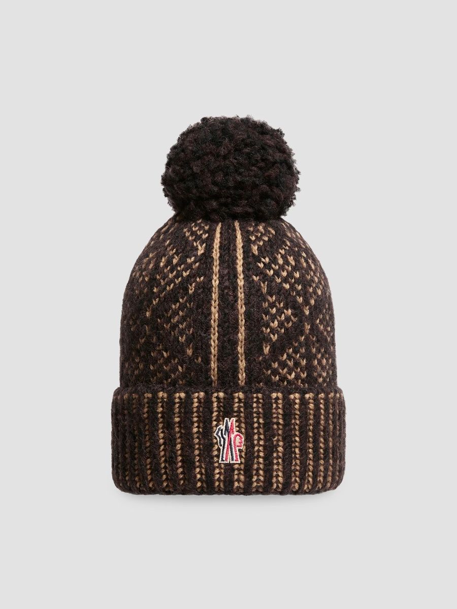 Moncler Men's Beanie Hat in Alpaca & Wool Blend - Brown