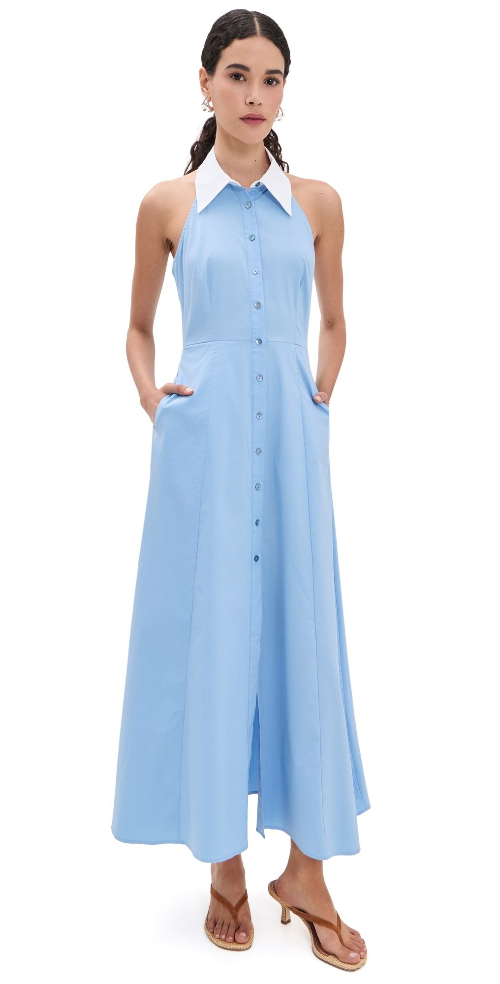 L'AGENCE Maurie Halter Maxi Dress Vista Blue/White 6