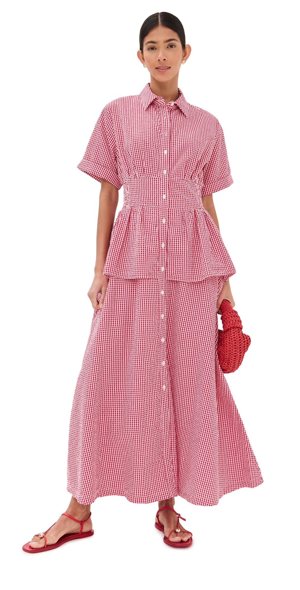Rosie Assoulin Boogie Woogie Bugle Boy Dress Red Gingham 6