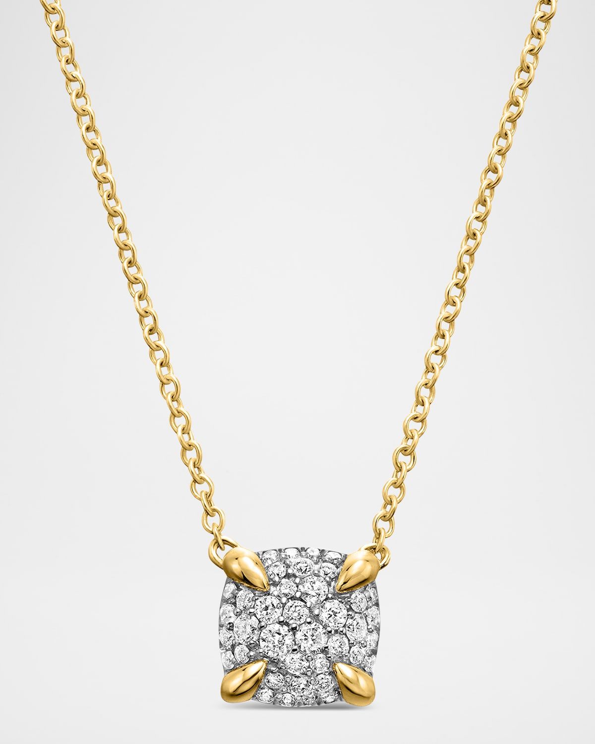 Chatelaine Pendant Necklace in 18K Yellow Gold with Full Pave Diamonds, 7mm