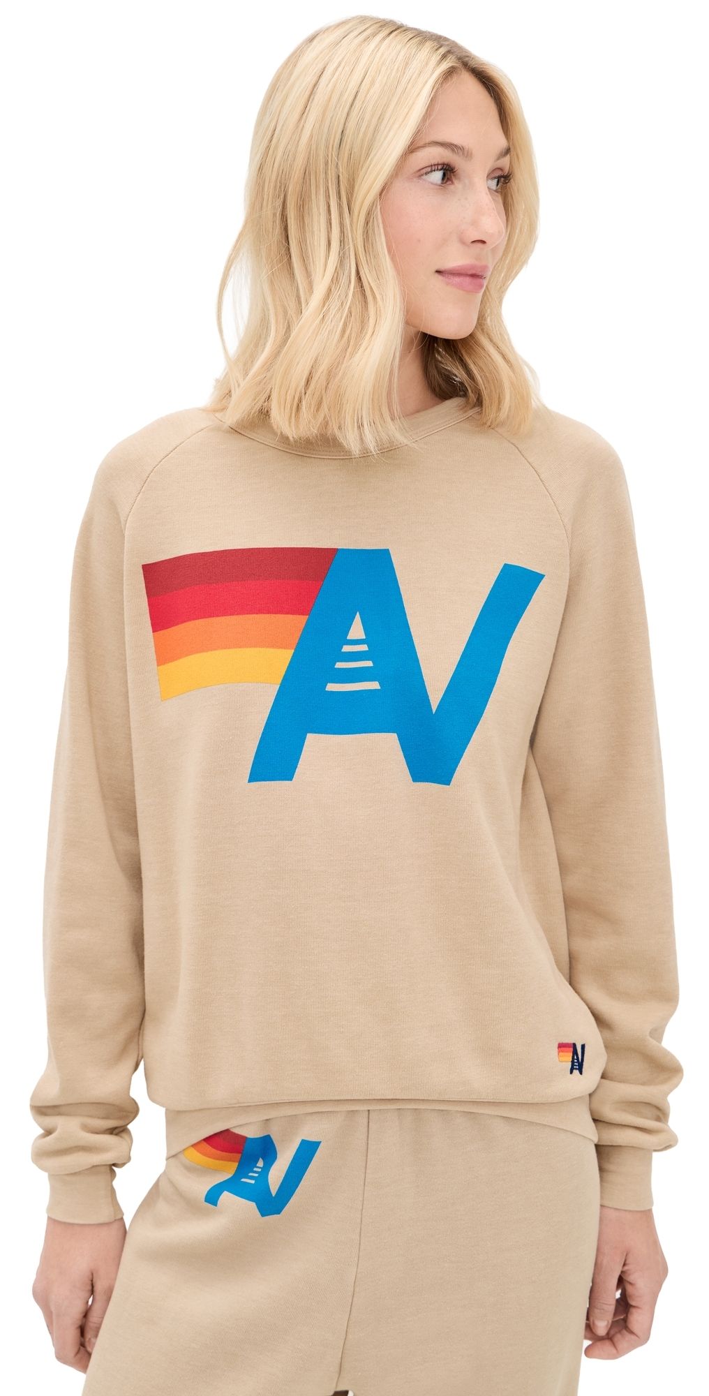 Aviator Nation Logo Crew Sweatshirt Sand L