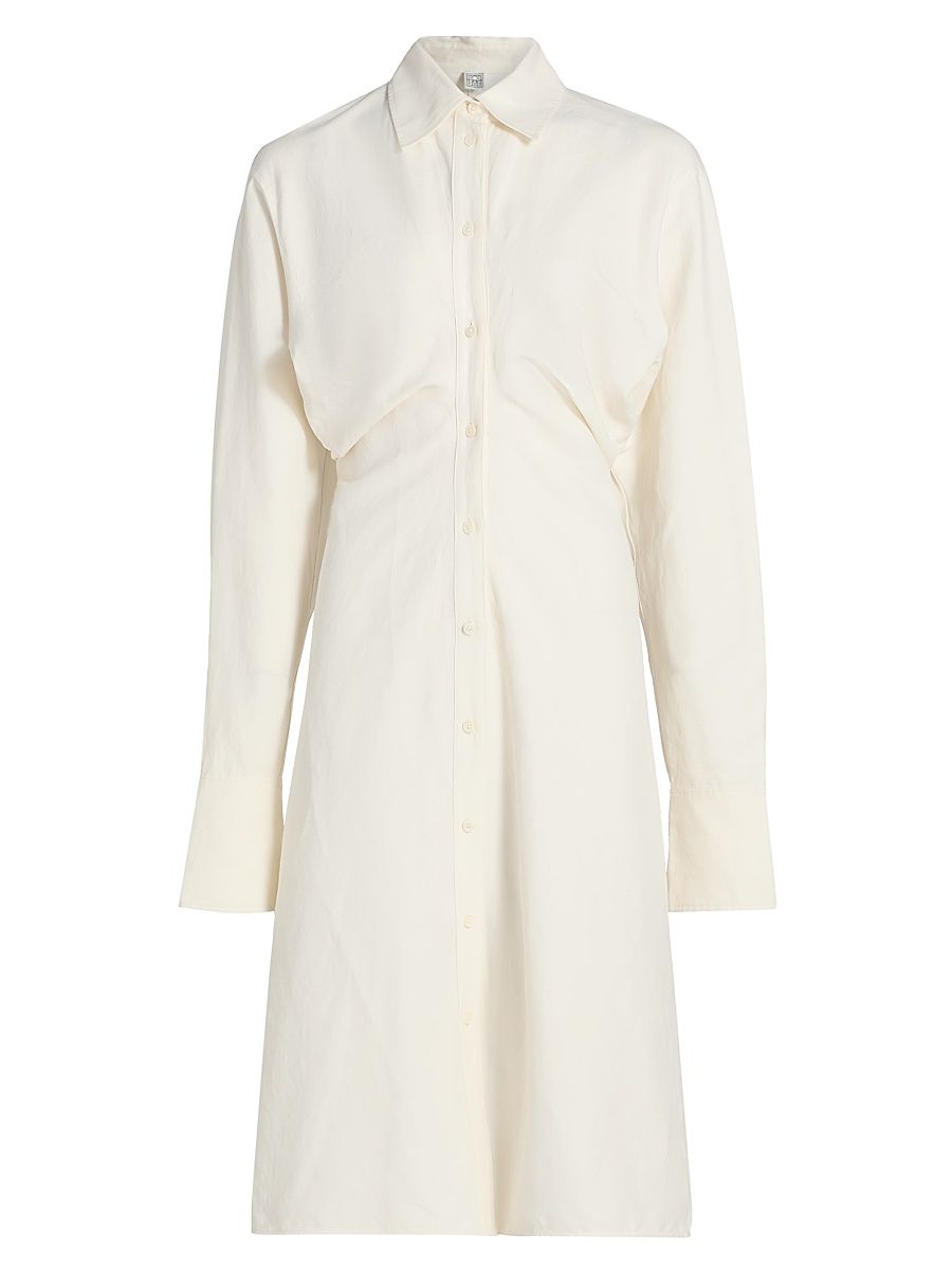 Women's Slouch Cotton-Linen Shirtdress - Off White - Size 12