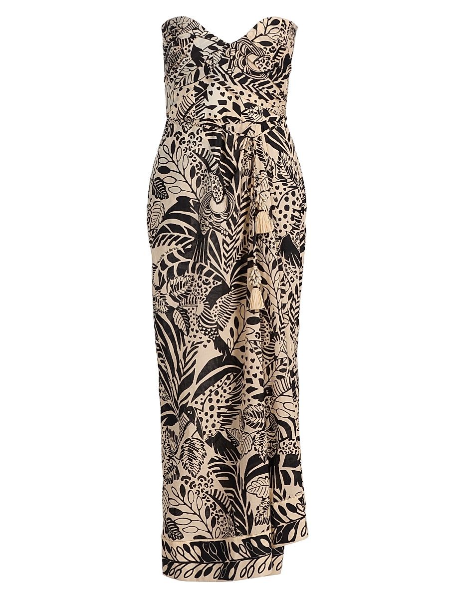 Women's Collina Printed Cotton Midi-Dress - Black Toucan - Size XS