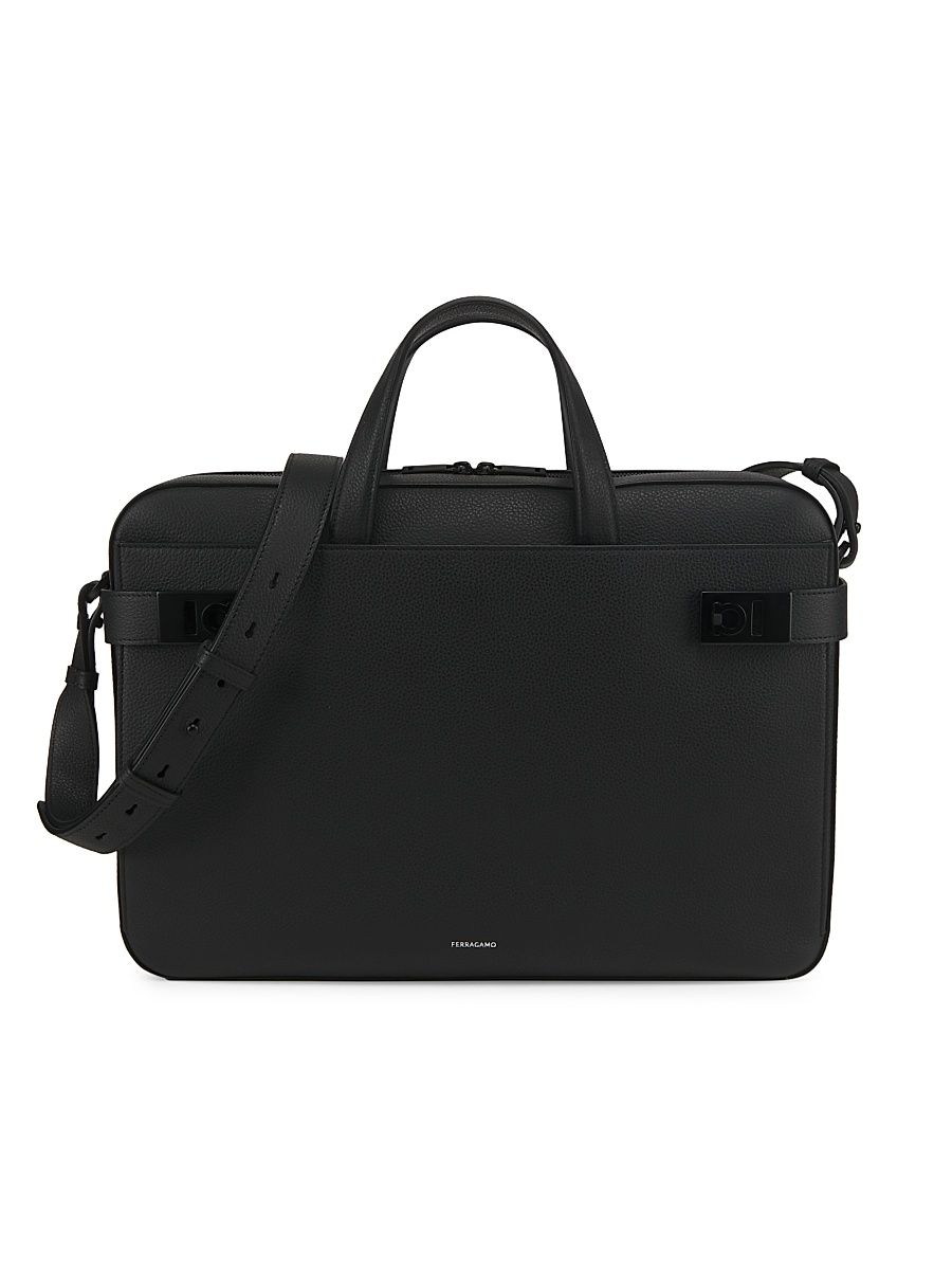 Men's Twins Leather Shoulder Bag - Nero