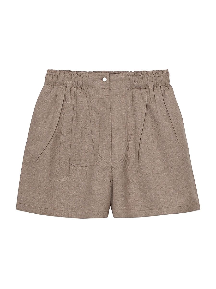 Women's Mouliné Wool Shorts - Beige Khaki - Size 8