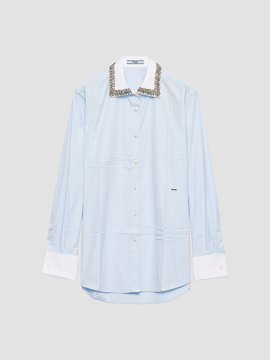 Women's Embroidered Poplin Shirt - Blue - Size 6