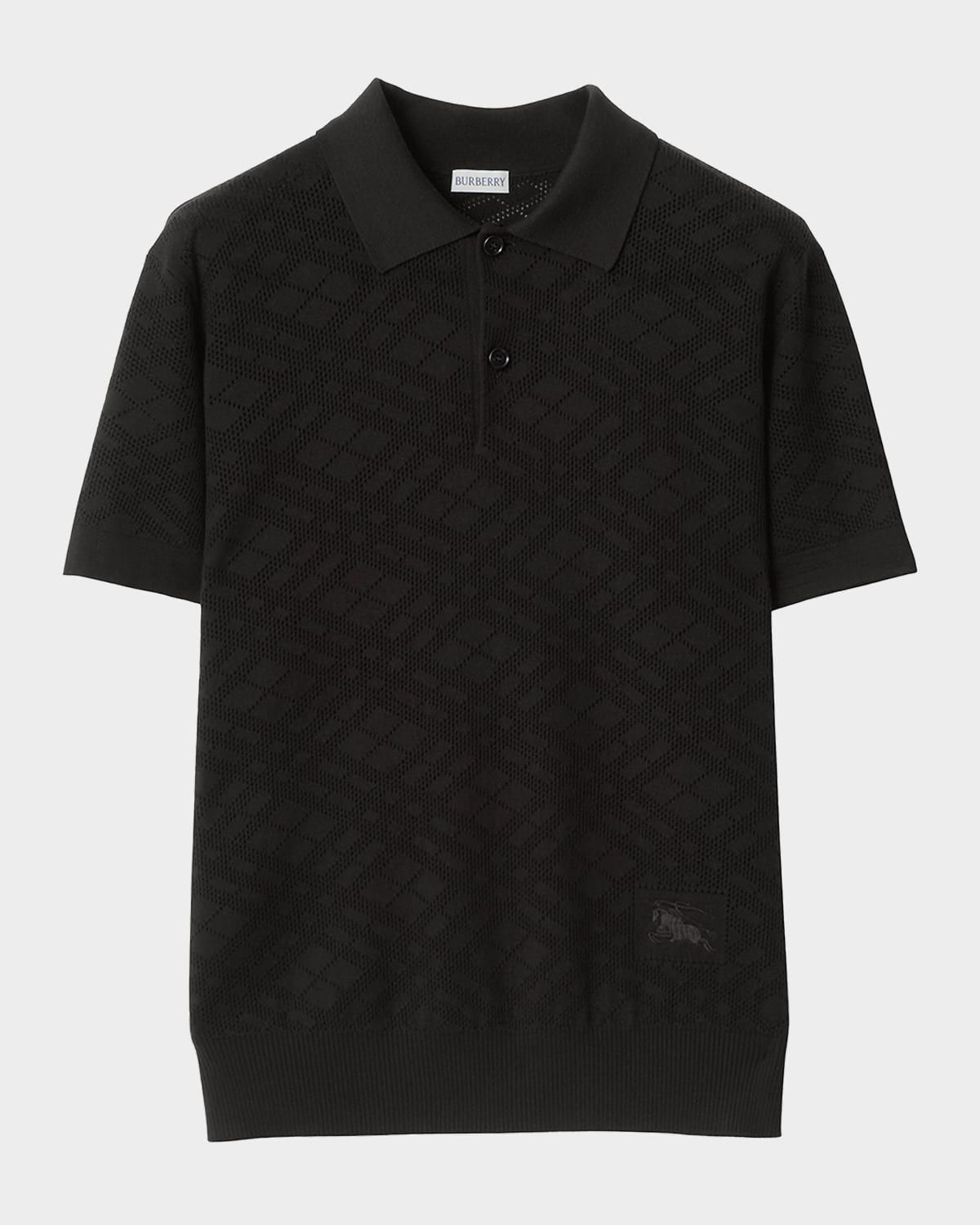 Men & apos;s Tonal Check Wool Polo Shirt