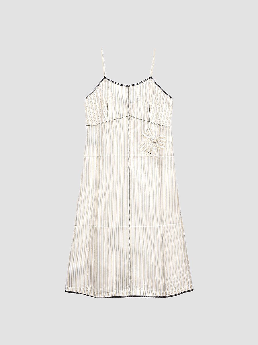 Women's Striped Dress with Bow - Yellow Multi - Size 10