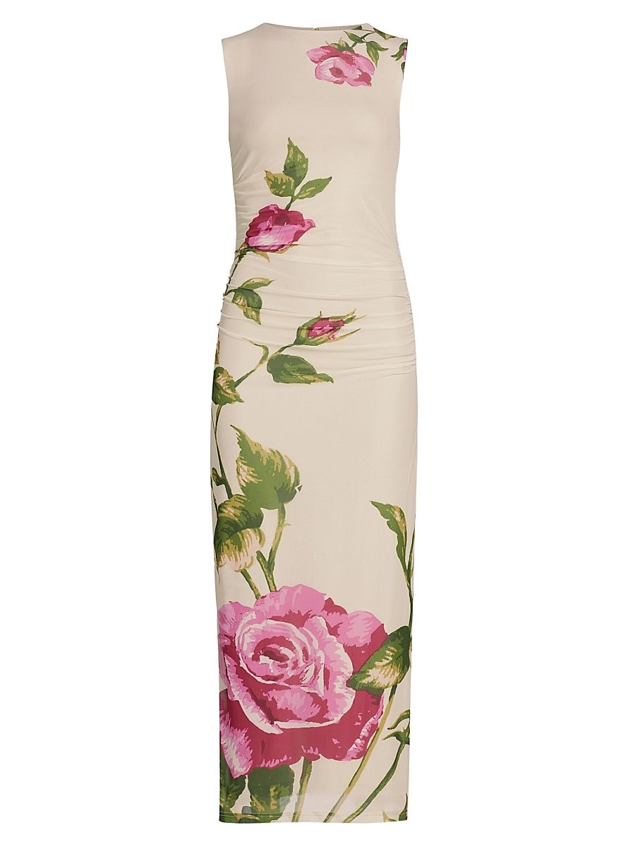 Women's Ariel Floral Mesh Midi-Dress - Antique Rose - Size 10