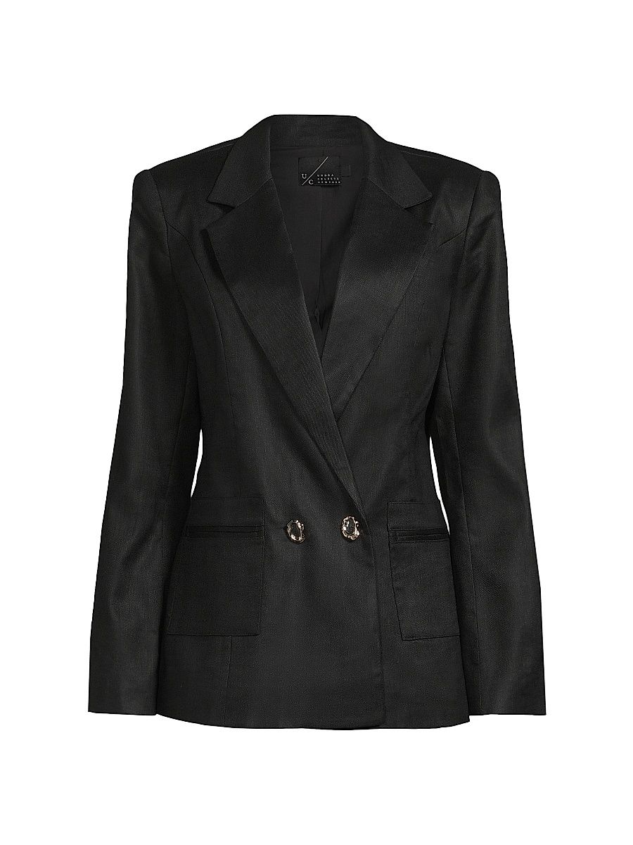 Women's Boxy Satin Blazer - Black - Size Medium