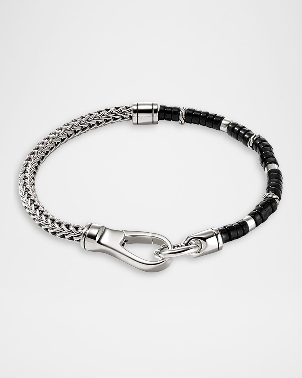 Black Onyx Heishi Chain Bracelet with Sterling Silver, 4mm