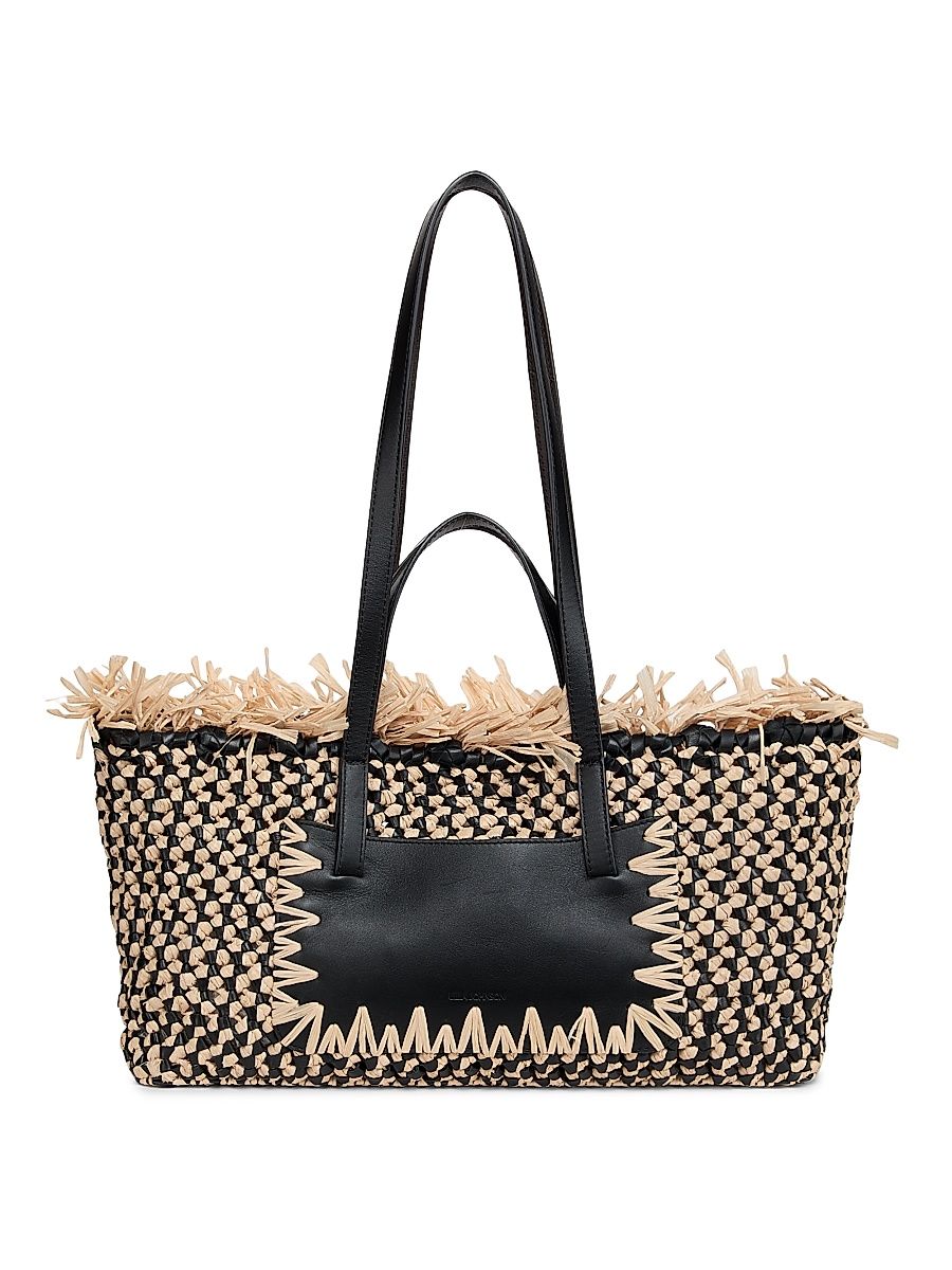 Women's Lali Small Raffia Tote Bag - Noir Natural