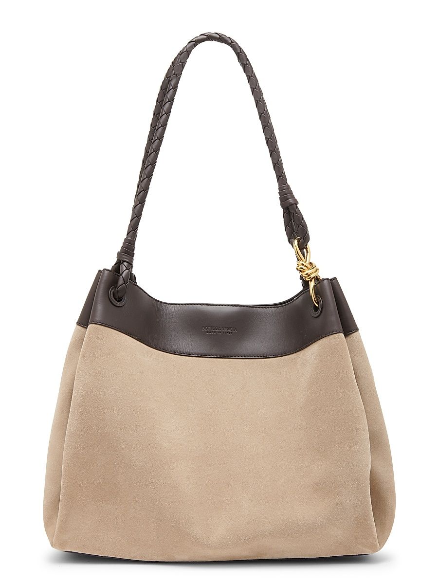 Women's Maxi Parachute Leather & Suede Tote Bag - Mastice