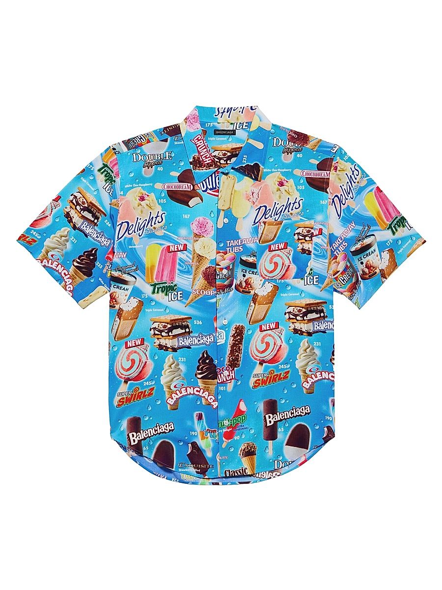 Men's Sweet Treat Short Sleeve Minimal Shirt - Blue Multi - Size 38