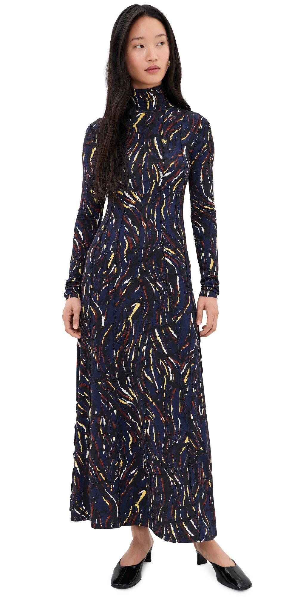 Proenza Schouler White Label Mabel Dress In Jersey Navy/Black Multi M