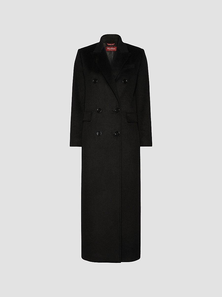 Women's Double Breasted Wool Coat - Black - Size 0