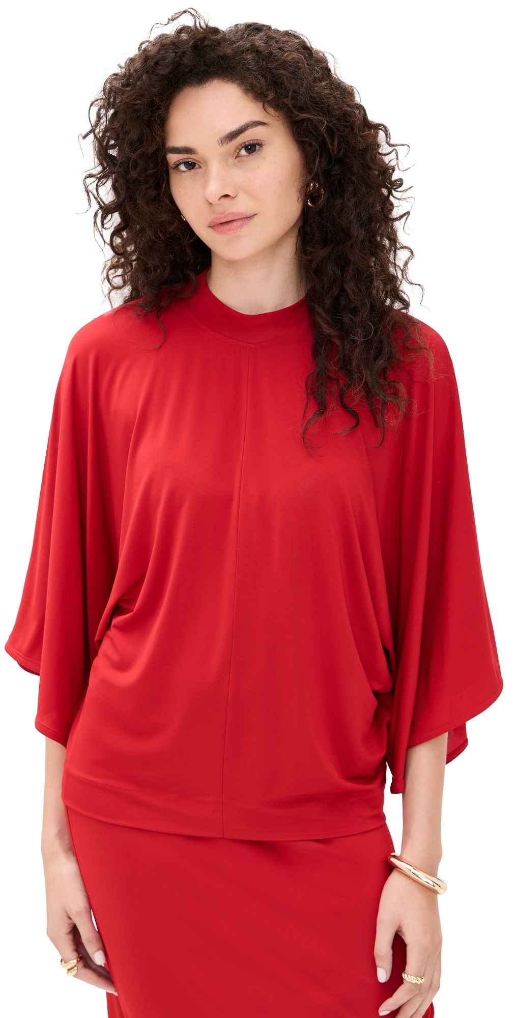 House of Dagmar Jersey Kimono Top Red M