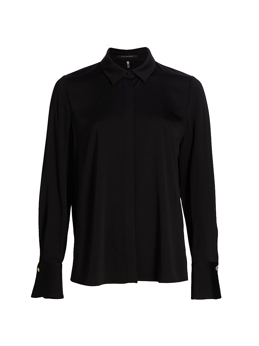 Women's Lumi Button-Front Blouse - Black - Size Small
