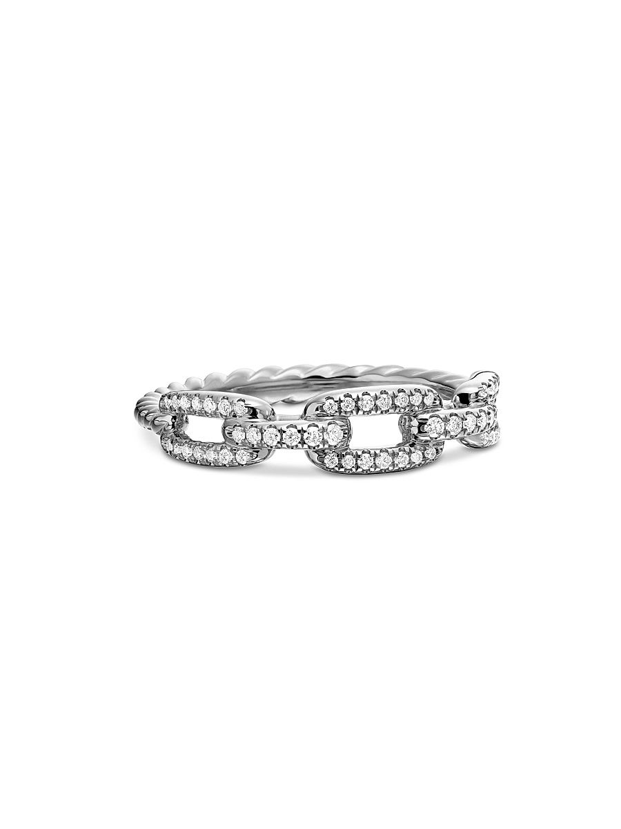 Women's Stax Chain Link Ring in 18K White Gold - White Gold - Size 9