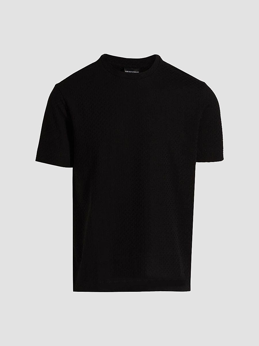 Emporio Armani Men's Basket-Weave Cotton T-Shirt - Black - Size XXL