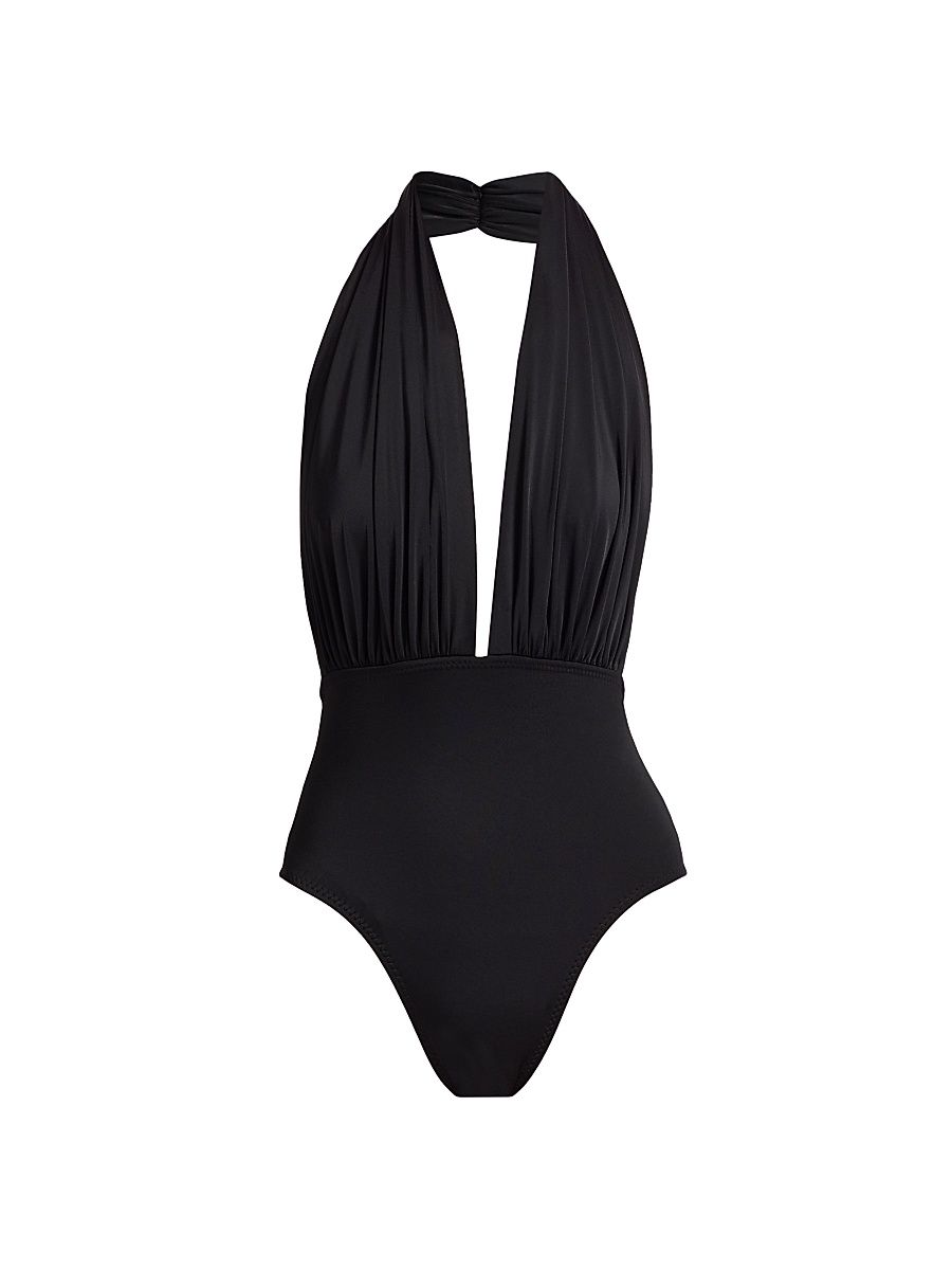 Women's Mio Halter One-Piece Swimsuit - Black - Size Large