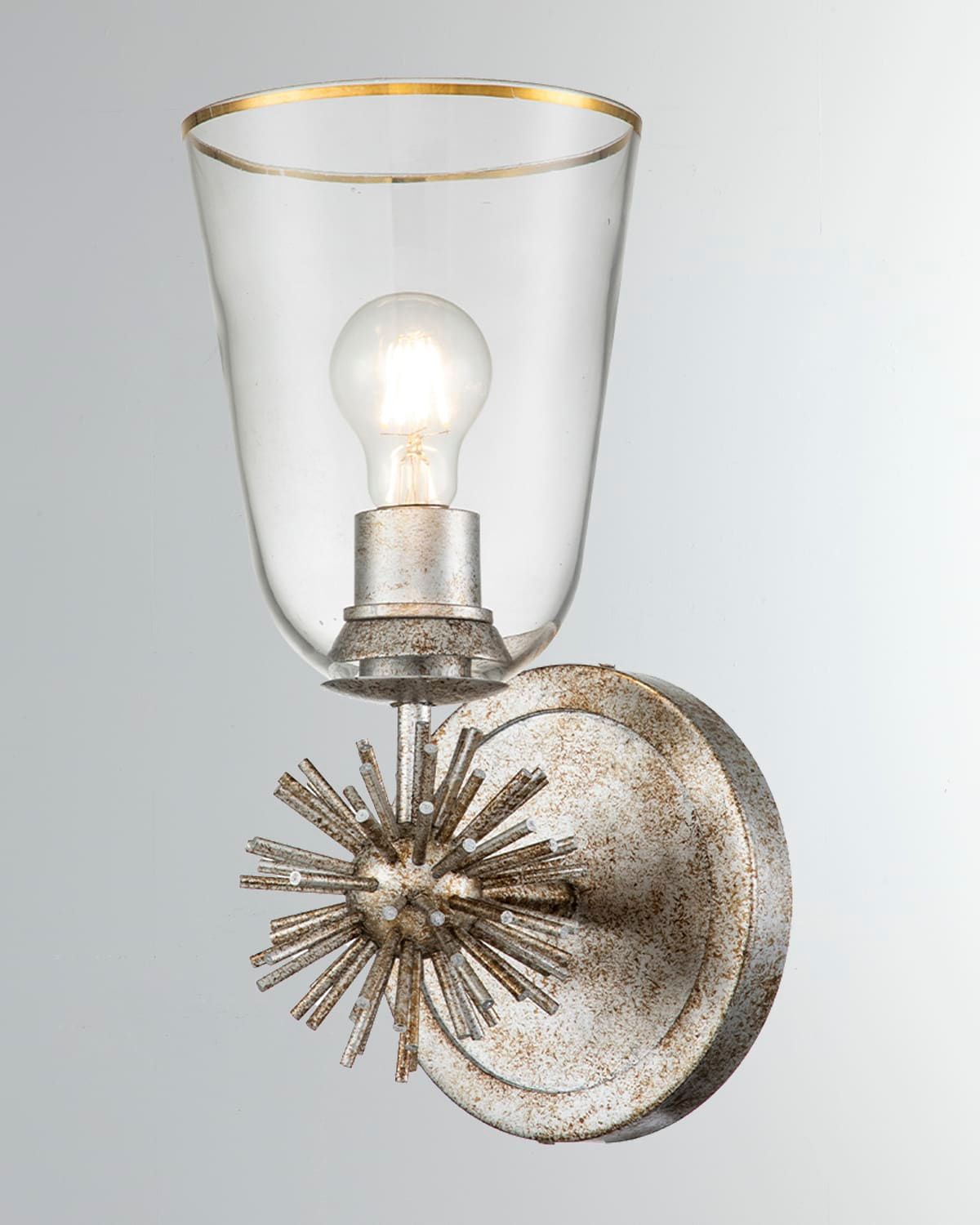 Staring 1-Light Sconce in Silver Leaf
