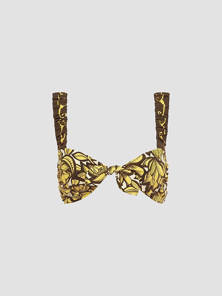 Women's Mona Floral Tie Bikini Top - Yellow - Size XS