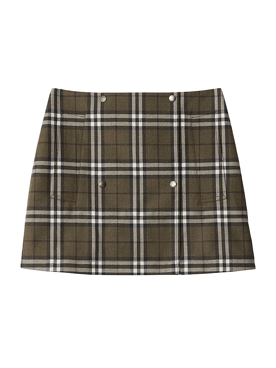 Women's Check Wool Miniskirt - Shrub Yew Ip Check - Size 14