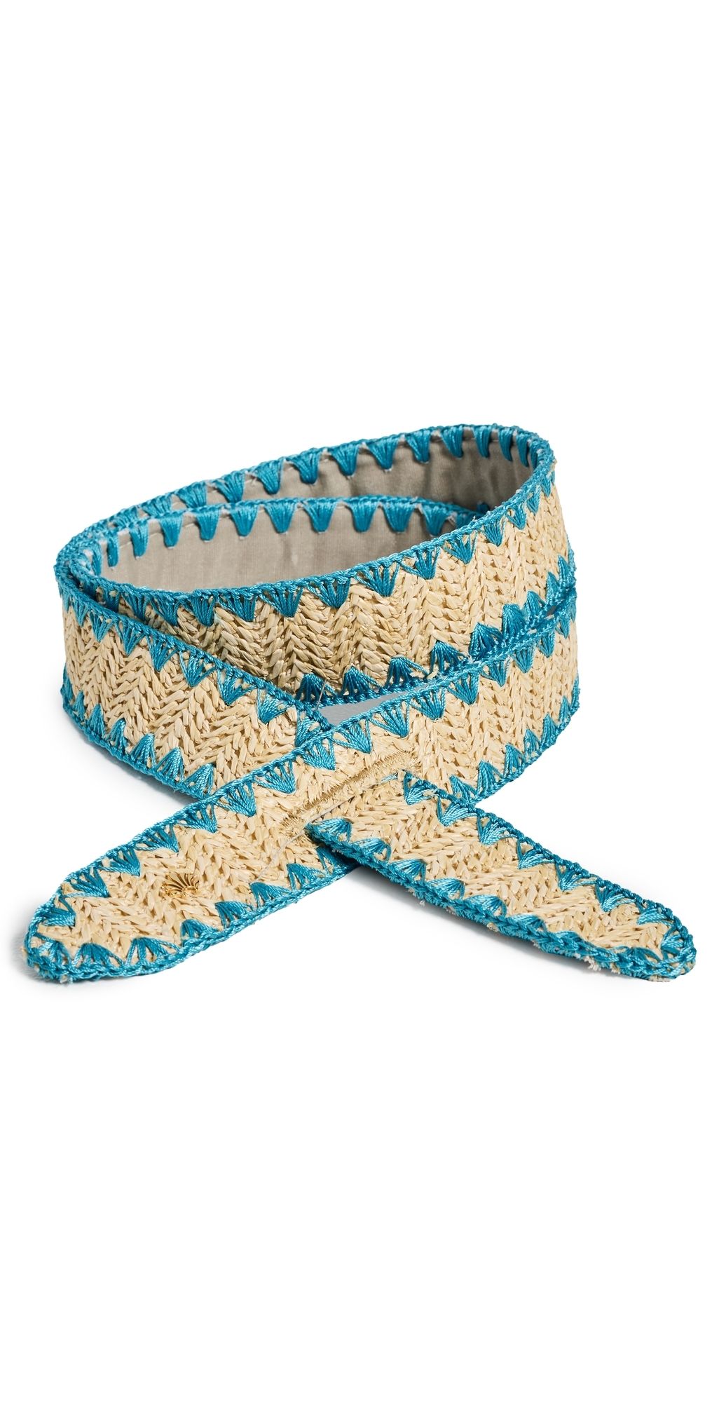 Lele Sadoughi Adjustable Raffia Knot Belt Turquoise One Size
