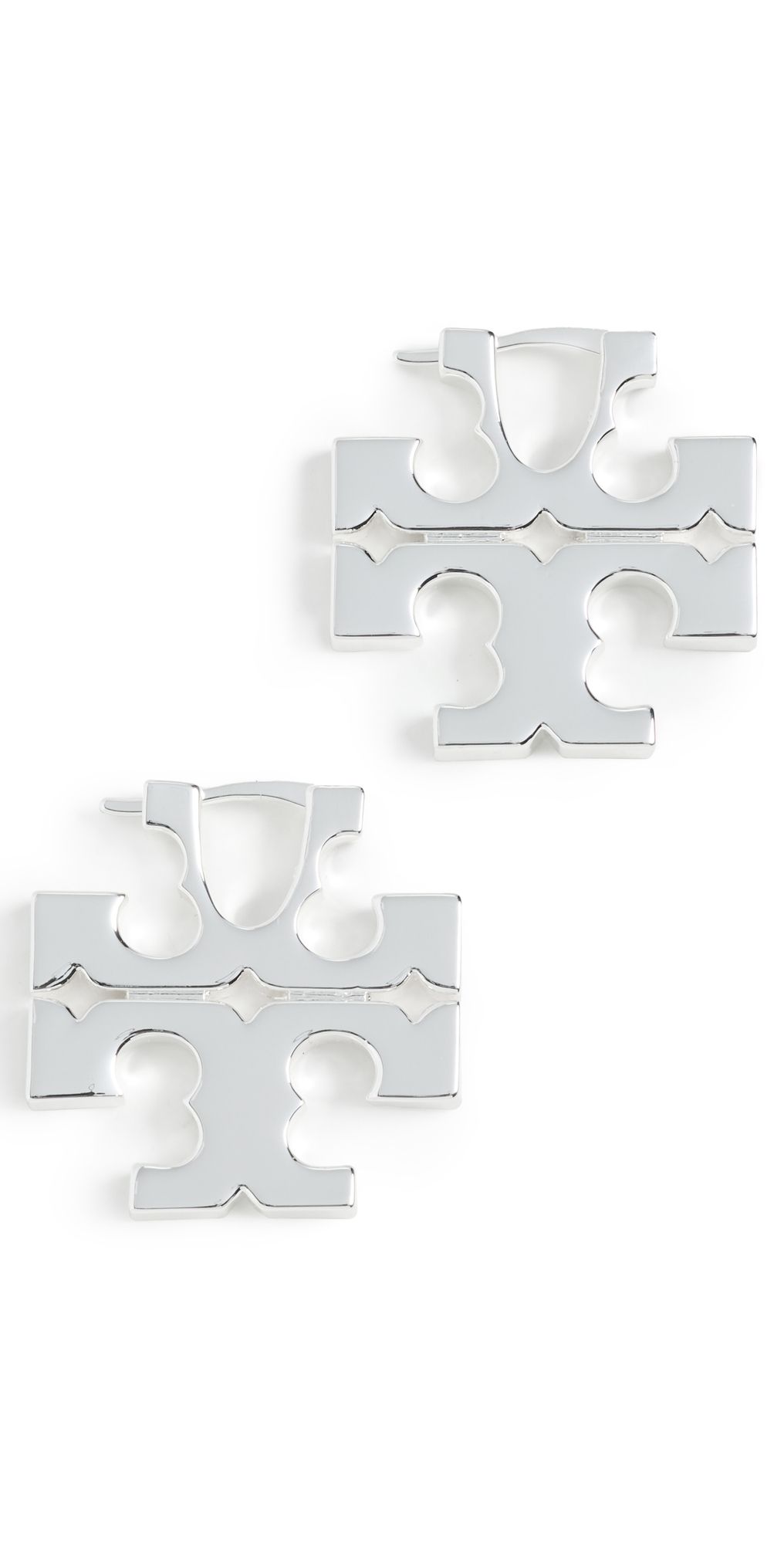 Tory Burch Icon Hidden Hoop Earrings Light Silver One Size