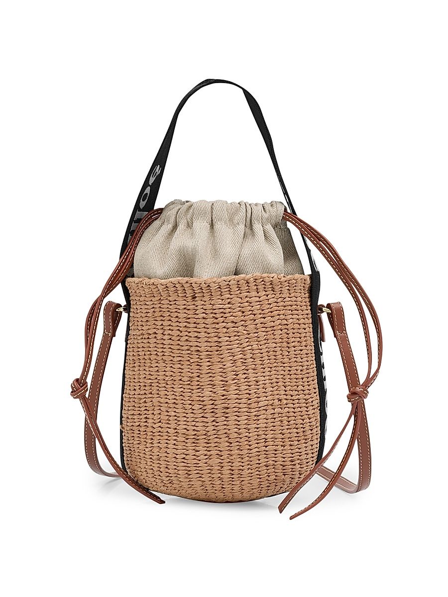 Women's Small Woody Basket Bag - Black Beige