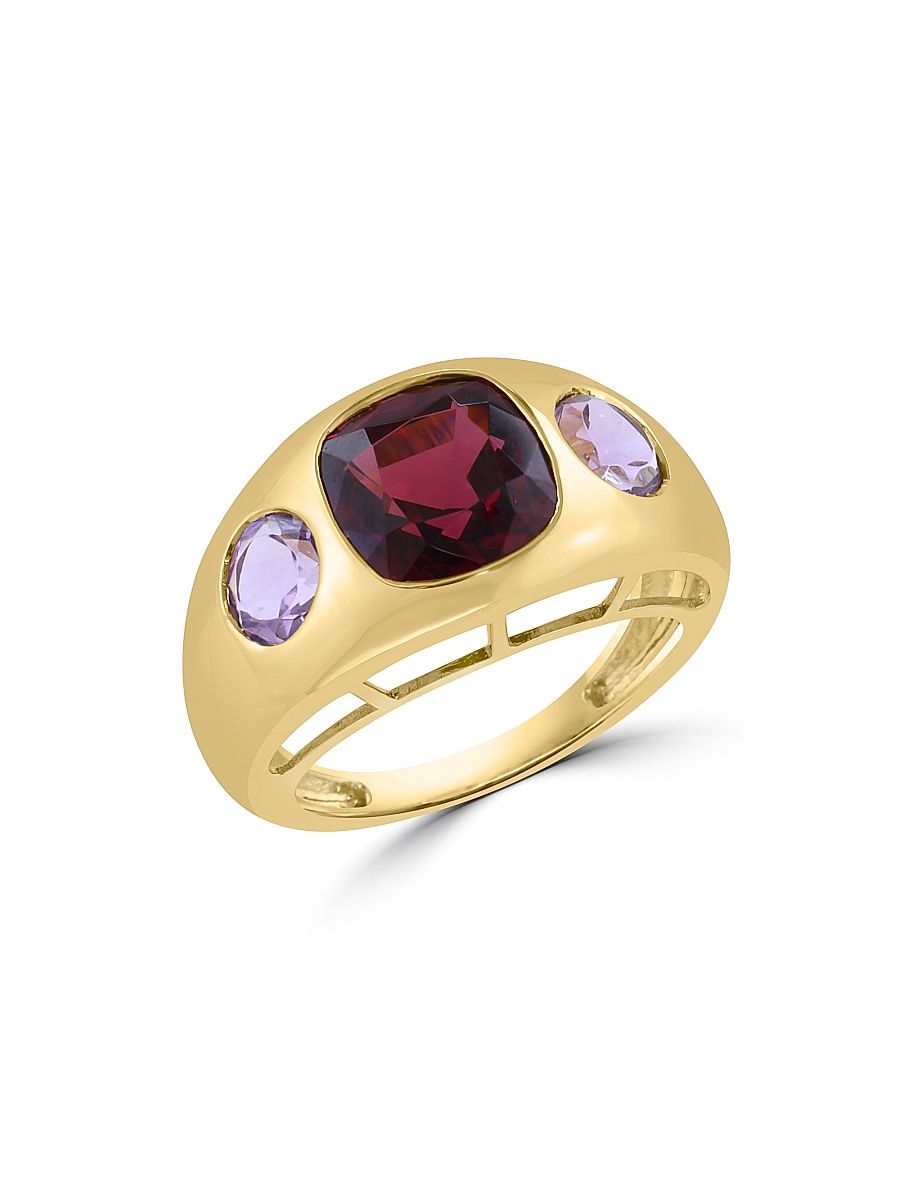 Women's 14K Yellow Gold, Rhodolite Garnet & Pink Amethyst Ring - Yellow Gold - Size 7