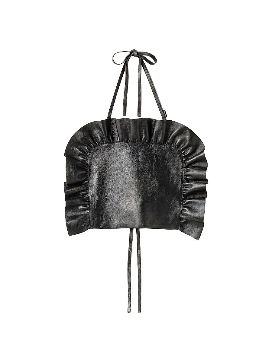 Women's Leather Top - Black - Size 2