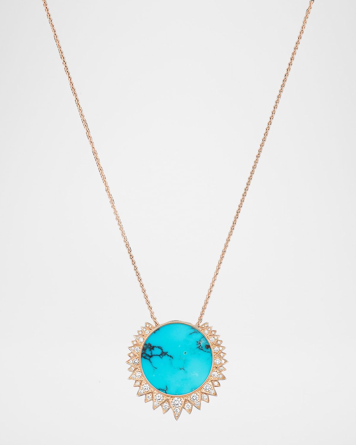 18K Rose Gold Piaget Sunlight Pendant Necklace with Turquoise