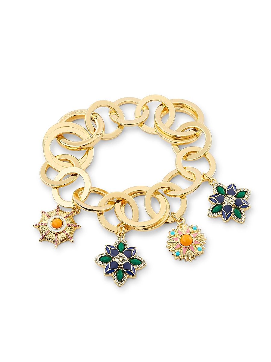 Women's Camila Goldtone, Enamel & Crystal Flower Charm Bracelet - Gold