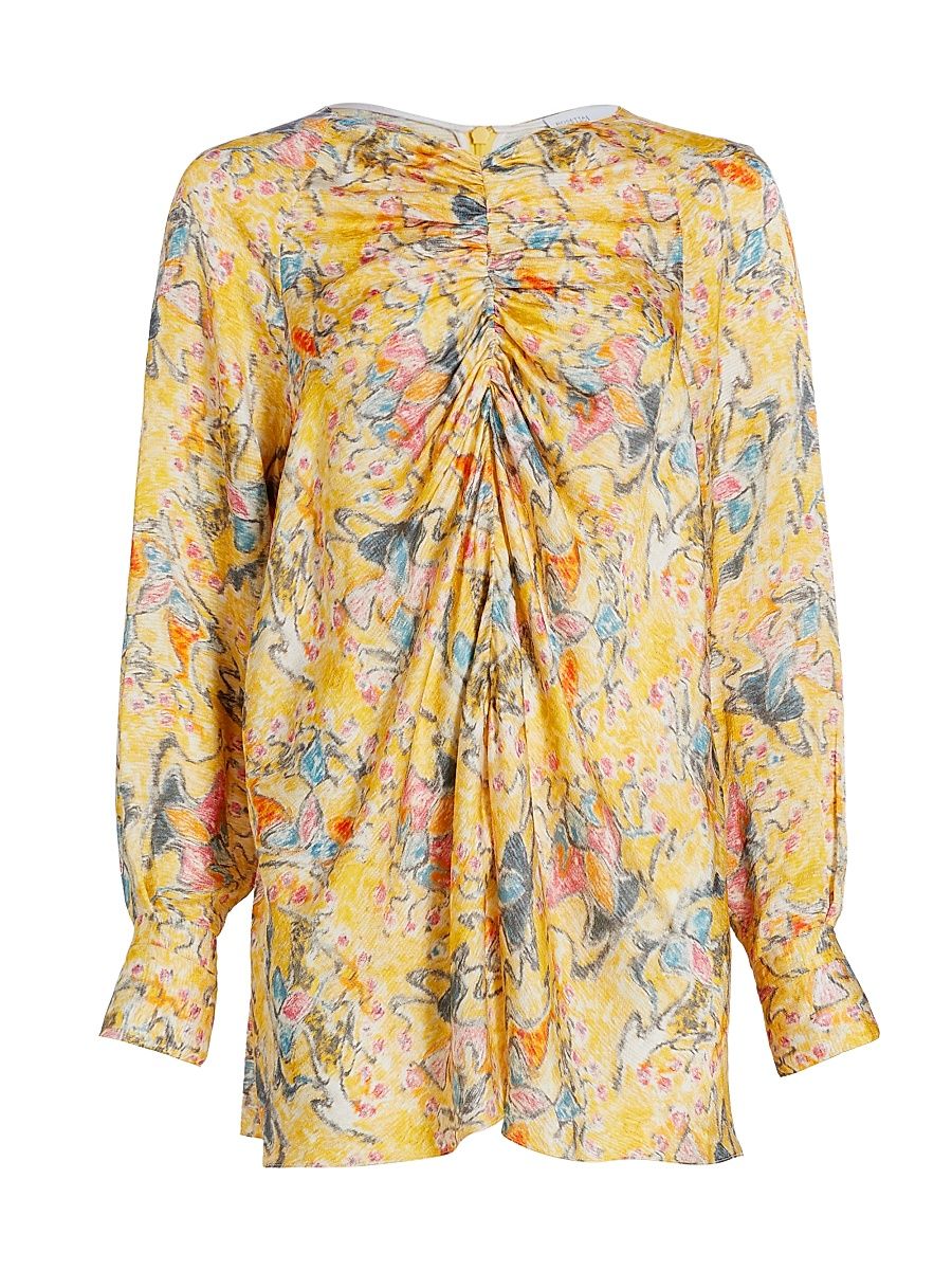 Women's Ruched Front Blouse - Lemon - Size 4