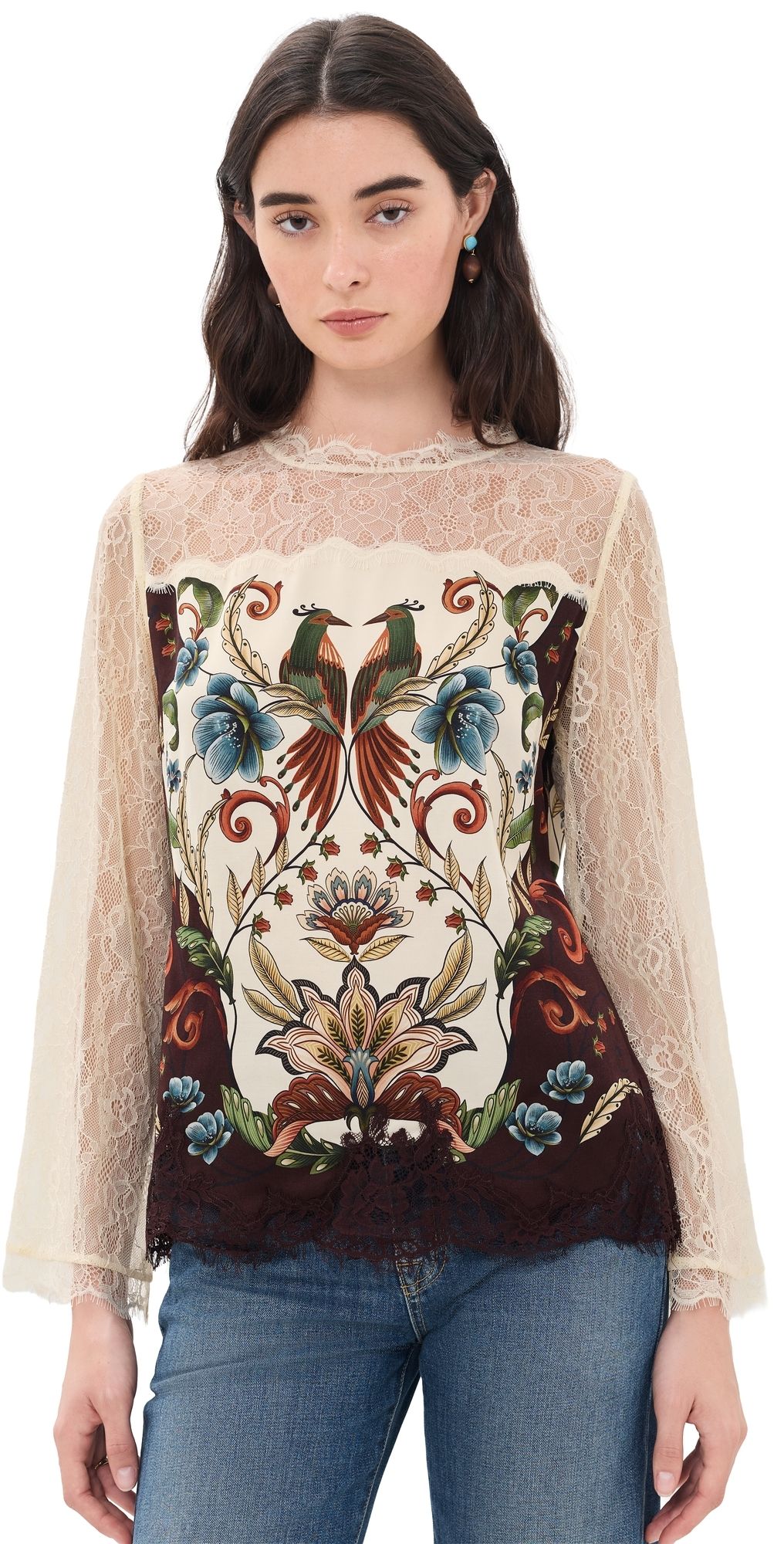 FARM Rio Millena Long Sleeve Blouse Millena Winter White XXS