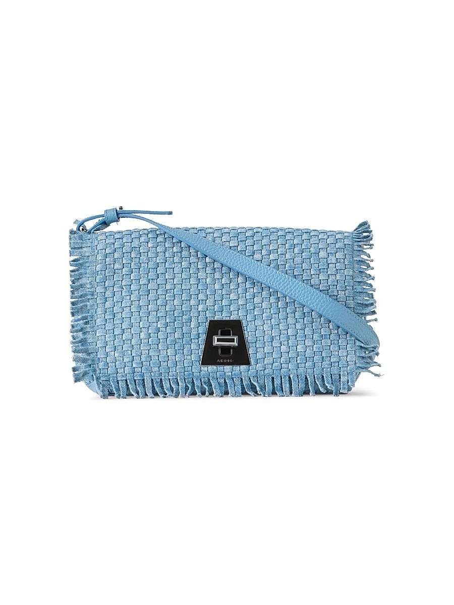 Women's Anouk Fringed Woven Crossbody Bag - Grey Sky
