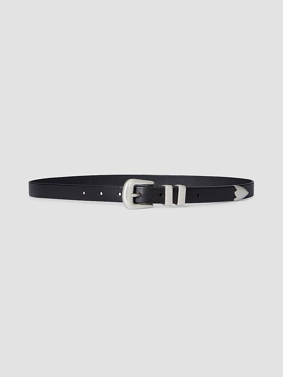 Polo Ralph Lauren Women's Distressed Leather Belt - Black - Size Small