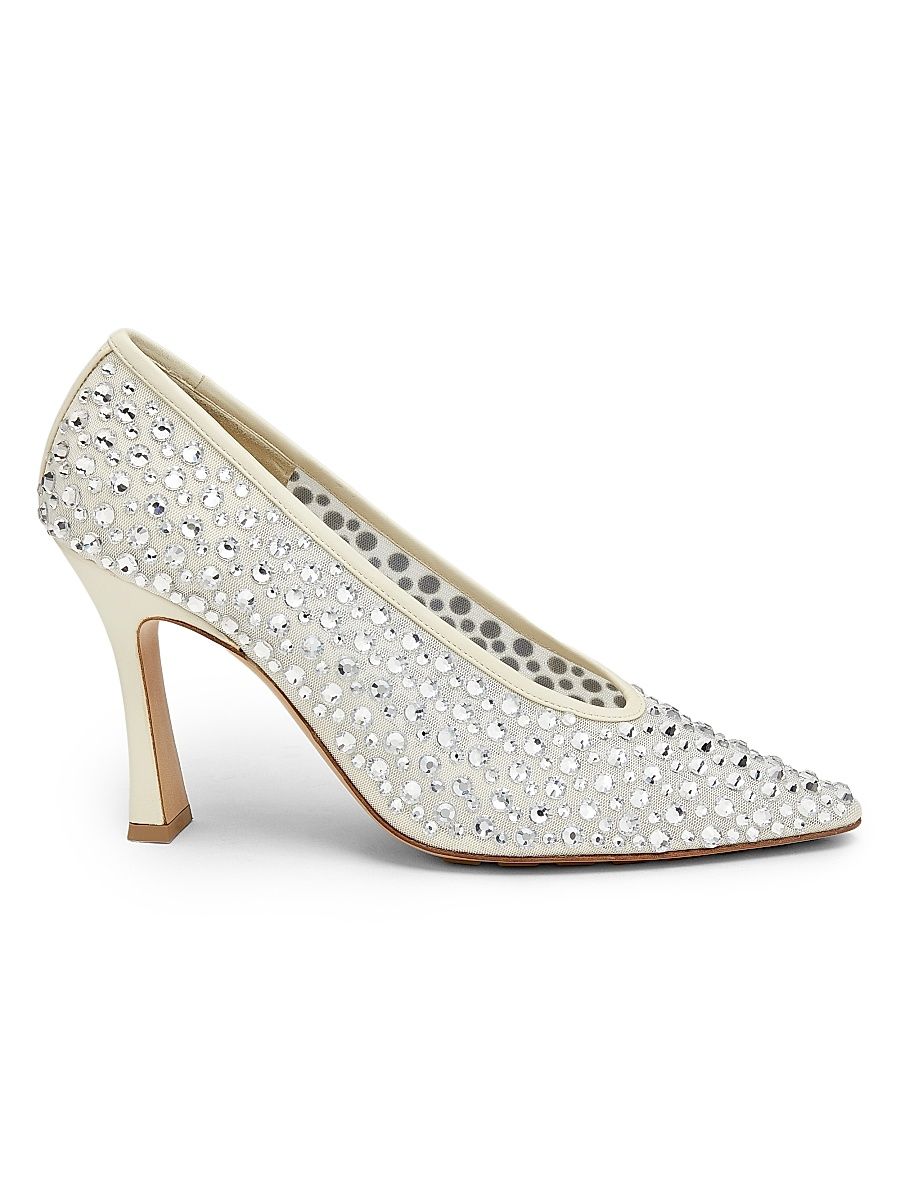 Women's Sofia 90MM Crystal-Embellished Leather Pumps - Sea Salt Crystal - Size 11
